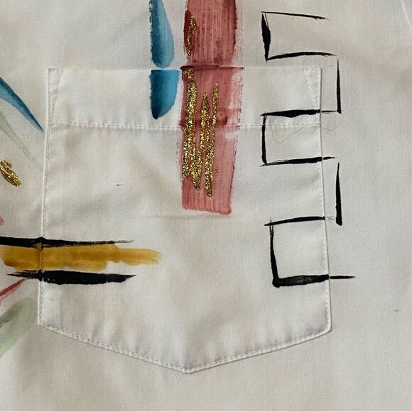 Creative Artwear Hand Painted Button Down Shirt Signed By Artist Women's M - Picture 15 of 16